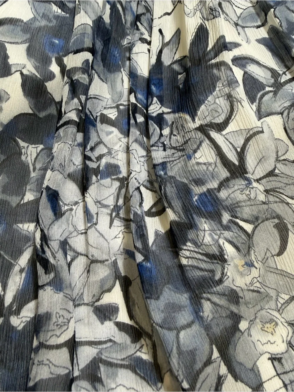J Crew Lucienne Silk Chiffon Grey & Blue Floral Mini One Shoulder Dress Size 4